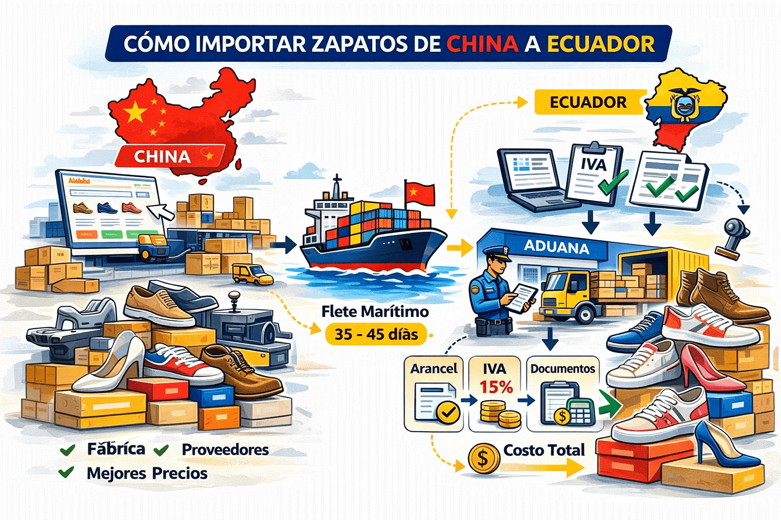 Cómo importar zapatos desde China a Ecuador